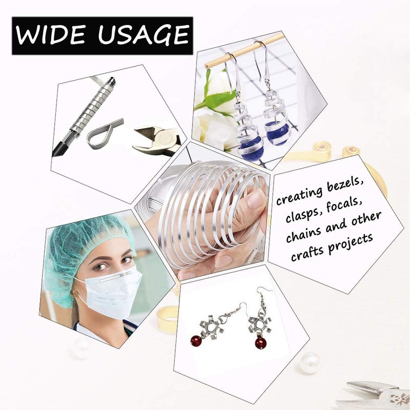 HANSPORTA Flat Aluminum Wire Bendable Flat Wire for Crafts 5mm Metal Strips for DIY Jewelry Making Bezel Sculpting Armature 18Gauge 6.5Feet/Roll 2Rolls (5mm Wide, Silver, 2) - Image 5